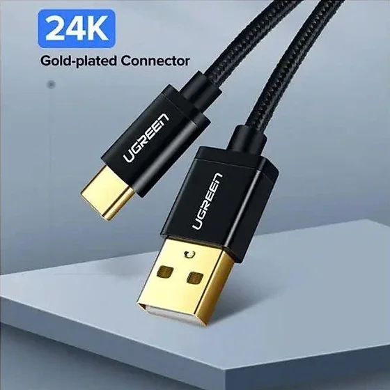Ugreen 50878 3M màu đen cáp USB TYPE C ra A hỗ trợ sạc nhanh mạ vàng 24K US174 — ảnh 3
