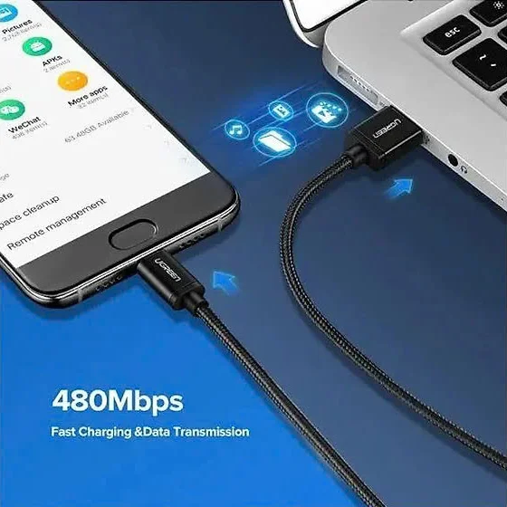 Ugreen 50878 3M màu đen cáp USB TYPE C ra A hỗ trợ sạc nhanh mạ vàng 24K US174 — ảnh 5