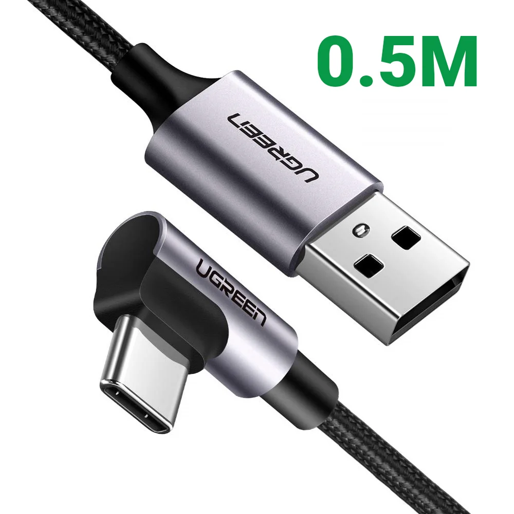 Ugreen 50940 0.5M 3A màu đen USB Type-C cáp bẻ góc 90 độ US284