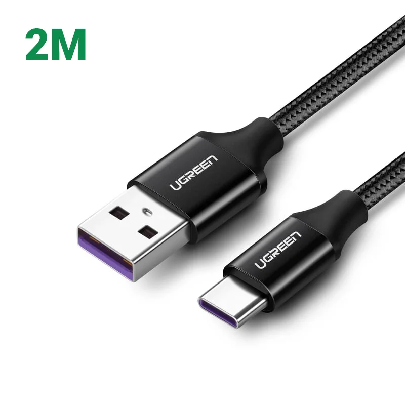 Ugreen 50995 2M 5A Cáp dữ liệu USB Type-C sang USB 2.0 màu đen US279
