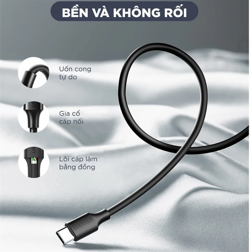 Ugreen 60118 2M màu đen Dây USB 2.0 sang USB Type-C US288 — ảnh 5
