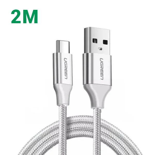 Ugreen 60133 2m cáp usb ra type c bọc nhôm màu bạc US288