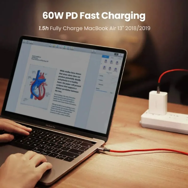 Ugreen 60186 1m 60W Cáp usb 2 đầu type c QC 4.0 US294 — ảnh 2