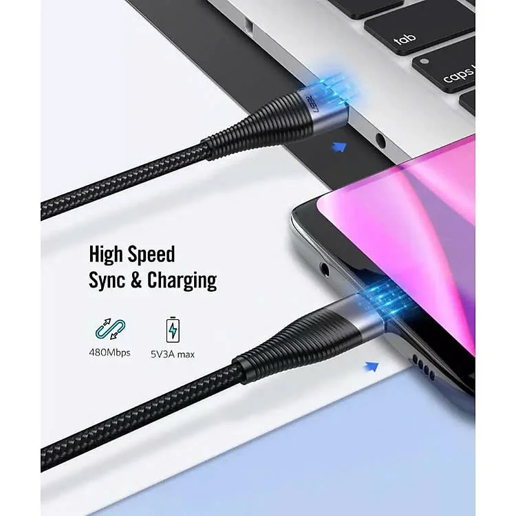 Ugreen 60205 1M Màu Xám Dây USB Type C truyền dữ liệu và sạc ED022
