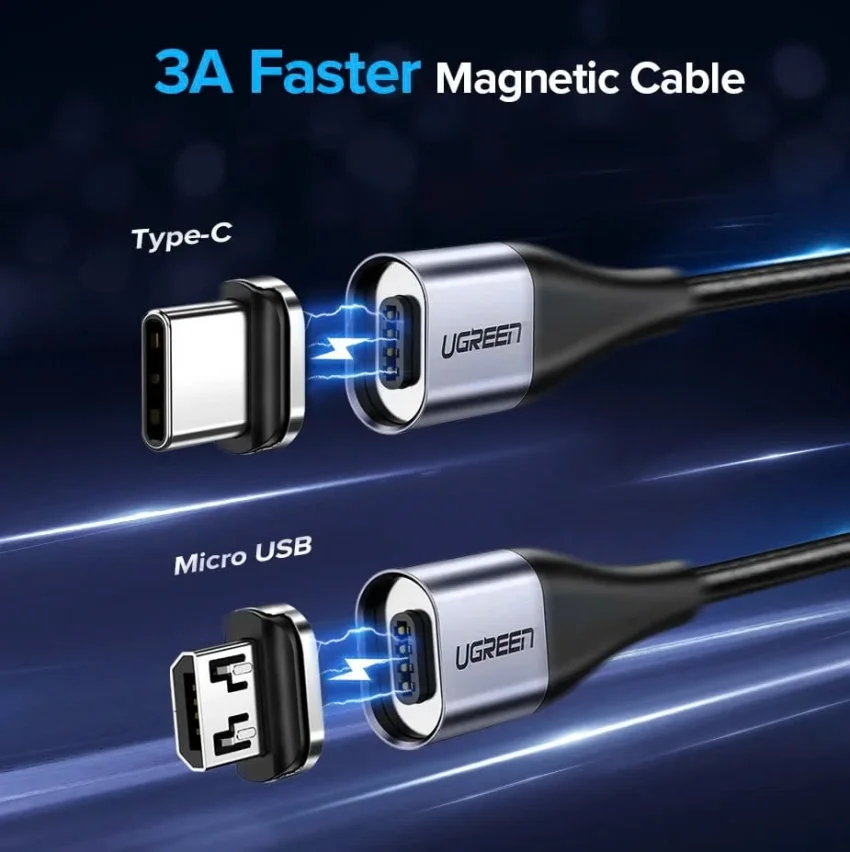 Ugreen 60207 1M cáp USB từ tính cần mua thêm đầu hít 60209 hay 60210 để dùng chung ED023 — ảnh 4