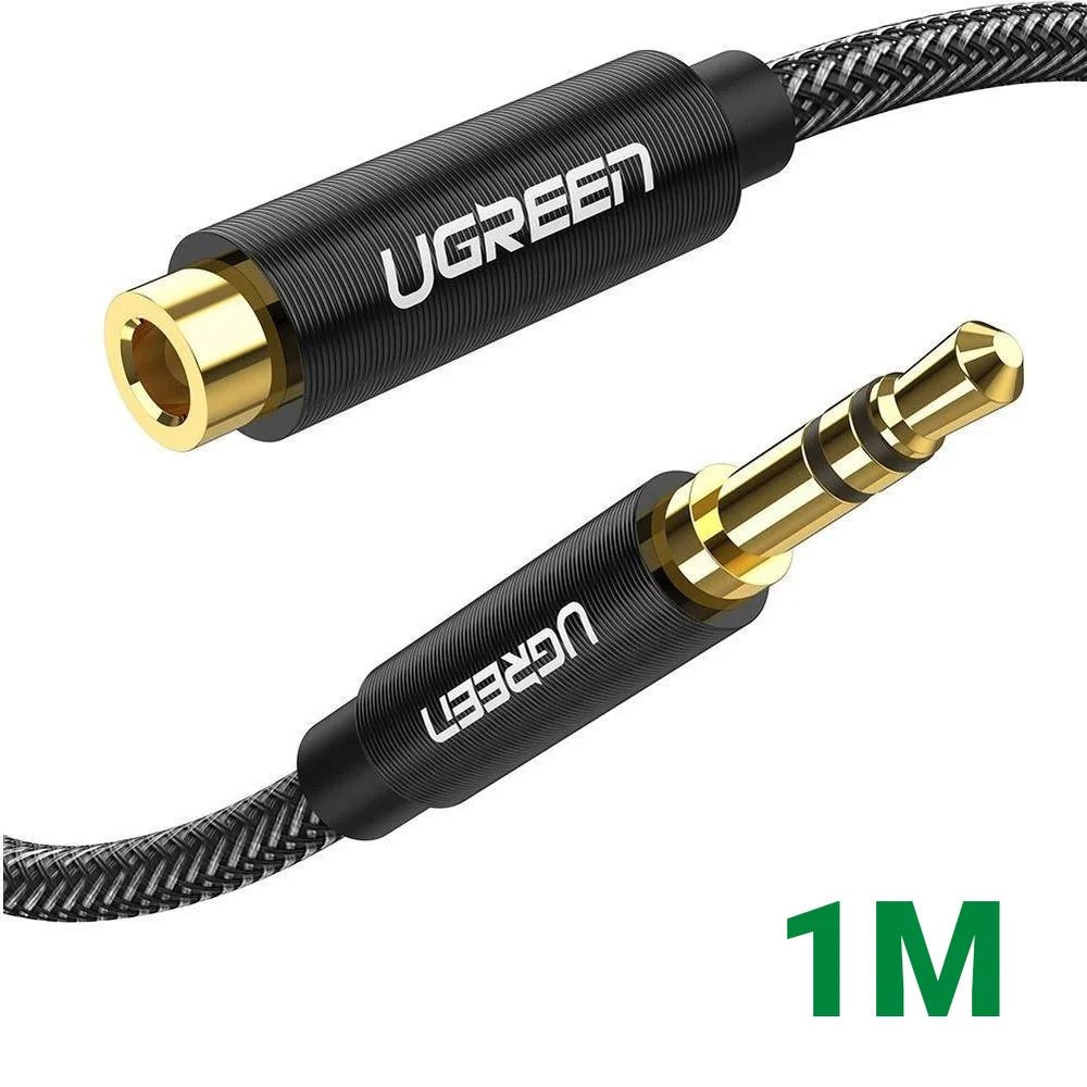 Ugreen 60220 1M 3.5mm nối dài đầu nhôm Cáp âm thanh màu đen AV118