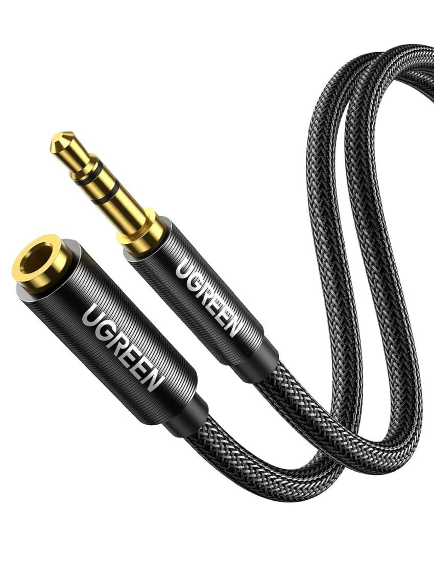 Ugreen 60221 2M 3.5mm nối dài đầu nhôm Cáp âm thanh màu đen AV118 — ảnh 2