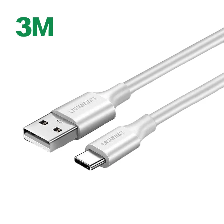 Ugreen 60225 3m 2.0 màu trắng cáp Usb ra Type C sạc và truyền dữ liệu US287