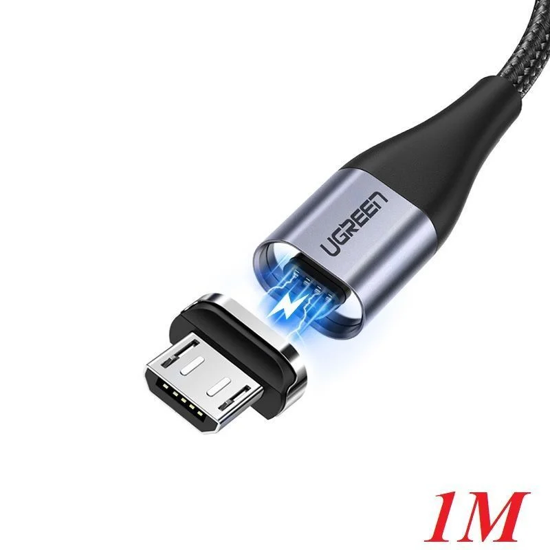 Ugreen 60276 1M đầu hít Micro + Cáp USB từ tính màu đen sạc nhanh và truyền dữ liệu ED024