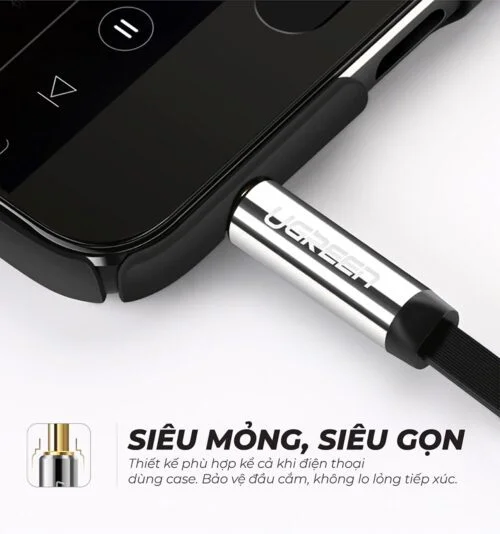 Ugreen 60288 1M cáp 90 độ bẻ góc phải 3.5mm 2 đầu đực mạ vàng 24k màu đen siêu mởng AV119 — ảnh 5