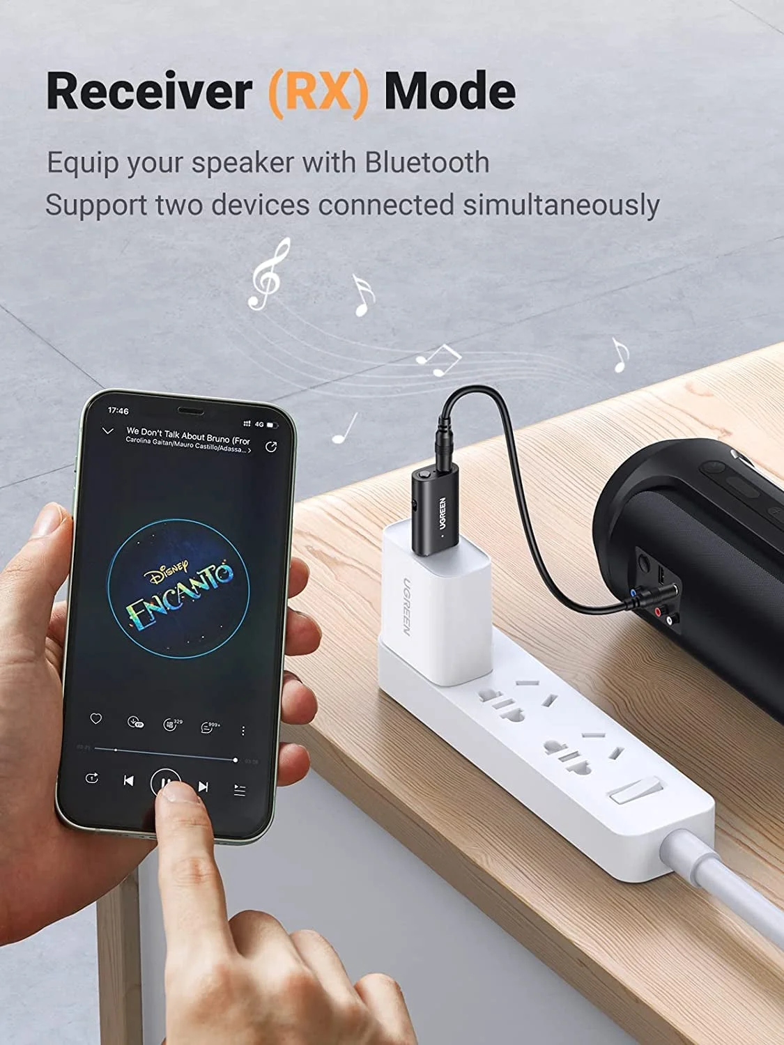 Ugreen 60300 with Audio Cable USB 2.0 to 3.5mm Bluetooth Transmitter Receiver Adapter CM523