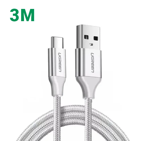 Ugreen 60409 3m cáp usb ra type c bọc nhôm màu bạc US288