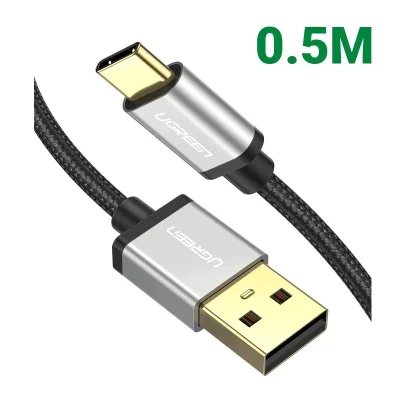 Ugreen 60481 0.5M màu đen cáp USB type C sạc nhanh đầu mạ vàng 24k US174