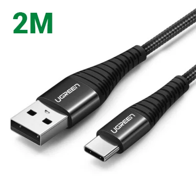 Ugreen 60570 2m QC4.0 3A cáp USB A ra Type C đầu nhôm chống gãy US301