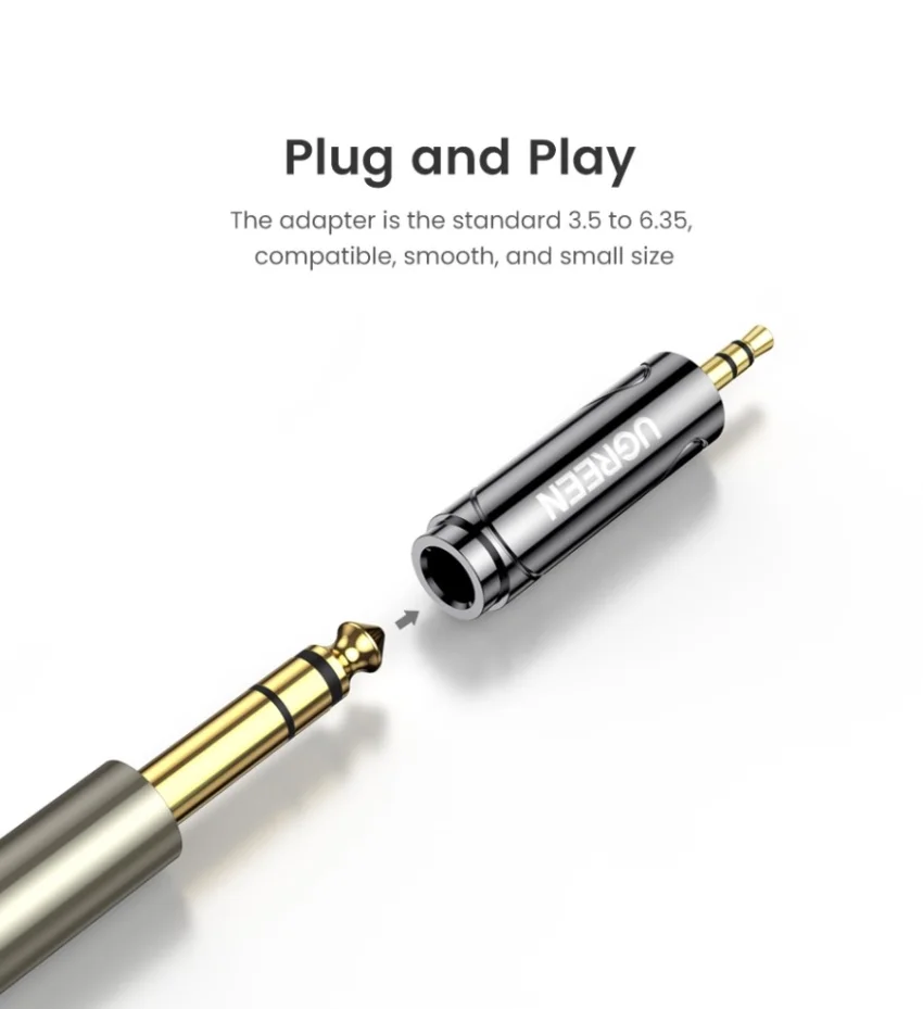 Ugreen 60711 3.5mm đực sang 6.5mm cái Đầu Jack chuyển Audio AV168