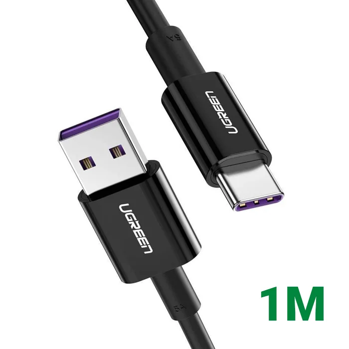 Ugreen 60727 1M 5A màu đen Dây Usb type c 2.0 Cáp sạc và dữ liệu truyền từ máy tính ra điện thoại US253
