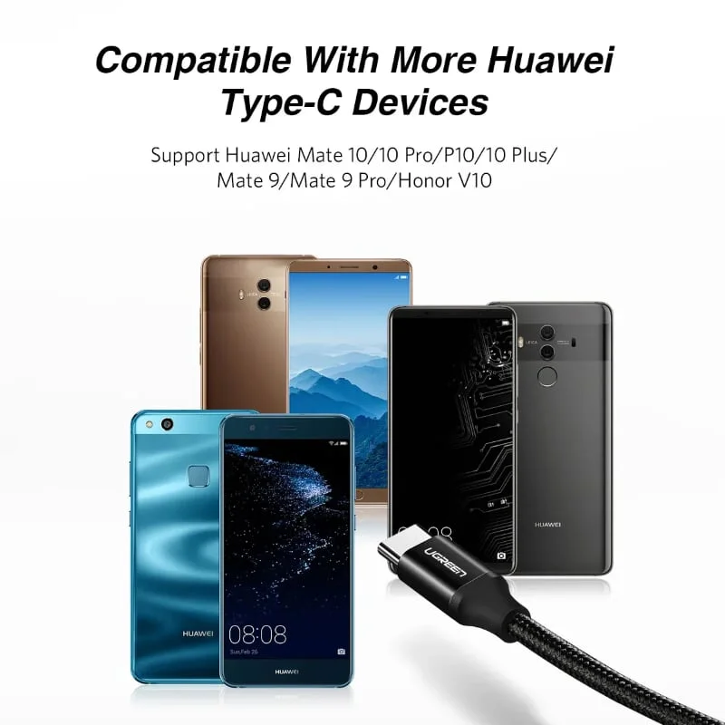 Ugreen 50995 2M 5A Cáp dữ liệu USB Type-C sang USB 2.0 màu đen US279