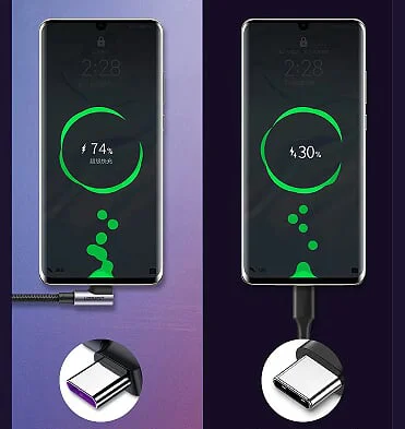 Ugreen 60730 1M cáp usb a thẳng ra type c vuông góc 90 độ 5a sạc siêu nhanh bọc nhôm chống nhiễu US302 — ảnh 4