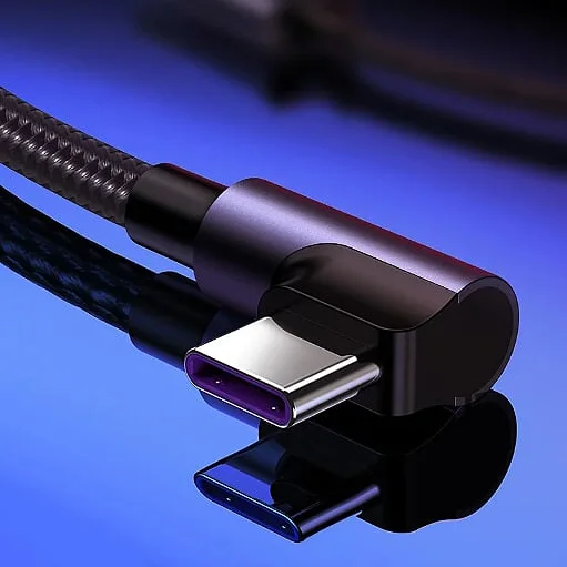 Ugreen 60730 1M cáp usb a thẳng ra type c vuông góc 90 độ 5a sạc siêu nhanh bọc nhôm chống nhiễu US302 — ảnh 3
