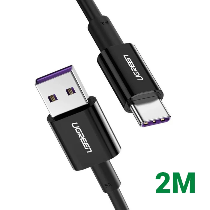Ugreen 60774 2M 5A màu đen Dây Usb type c 2.0 Cáp sạc và dữ liệu truyền từ máy tính ra điện thoại US253