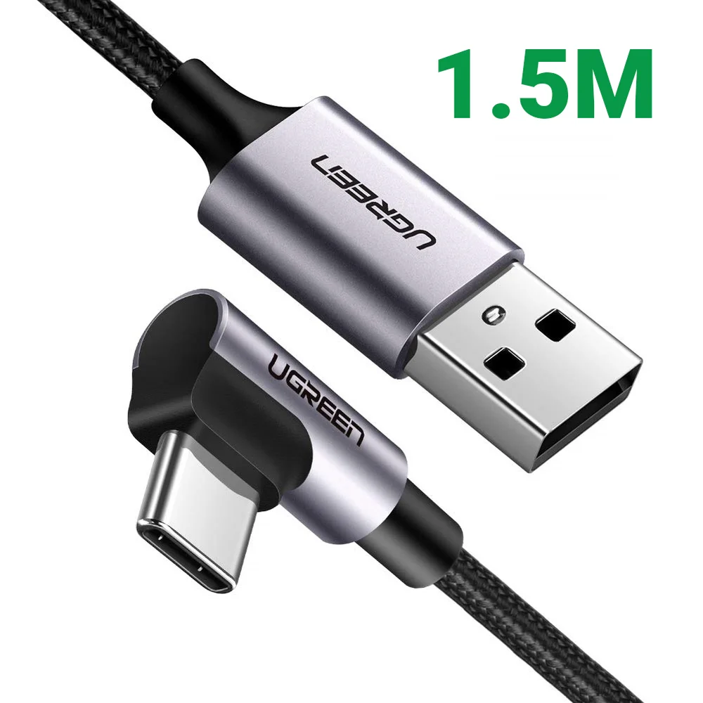 Ugreen 60782 1.5M 3A màu đen USB Type-C cáp bẻ góc 90 độ US284
