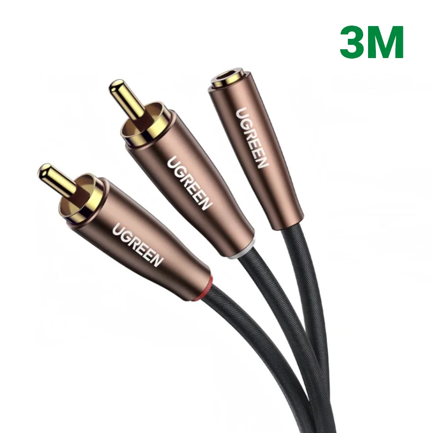 Ugreen 60987 3M Cáp chuyển âm thanh 3.5mm sang 2x RCA dương AV198