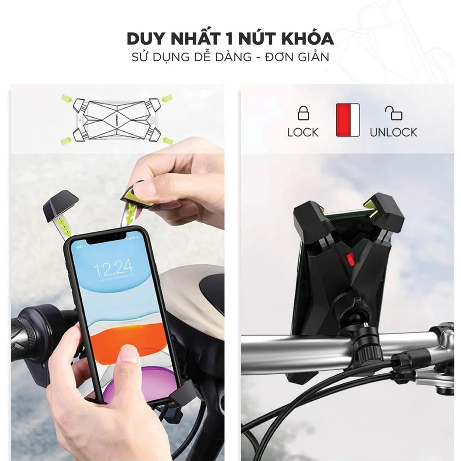 Ugreen 60989 Màu Đen Giá đỡ điện thoại UGREEN cho xe đạp xoay 360 độ LP181