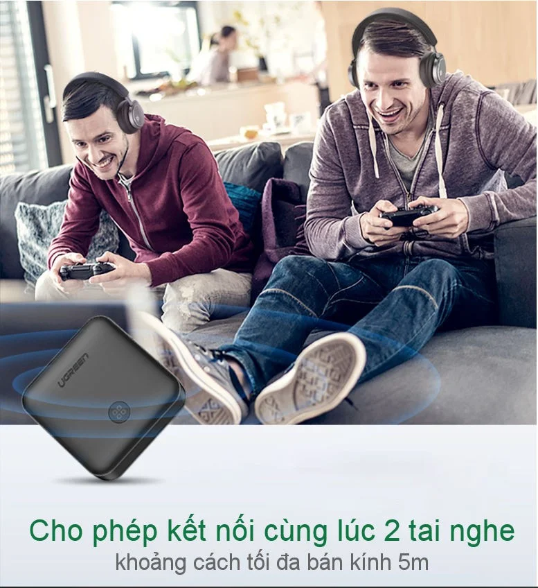 Ugreen 70158 v5.0 bộ nhận và phát bluetooth transmitter - receiver hỗ trợ spdif optical + 3.5mm và aptx CM144