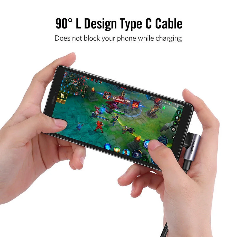 Ugreen 70255 3M 3A màu đen USB Type-C cáp bẻ góc 90 độ US284 — ảnh 2