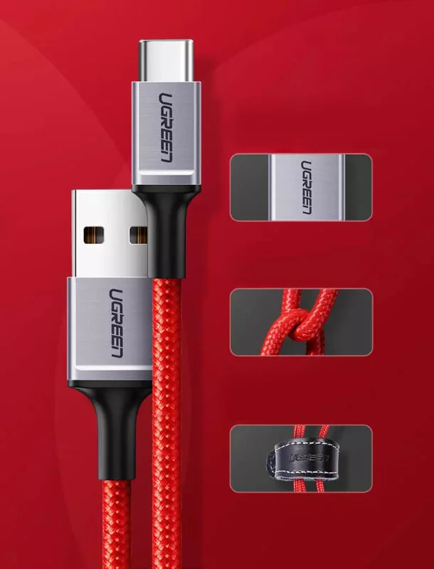 Ugreen 70294 0.5M màu đỏ cáp USB A ra type C sạc nhanh US292 — ảnh 7