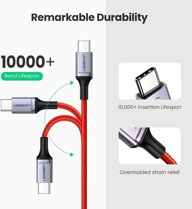 Ugreen 70296 2m 60W Cáp usb 2 đầu type c QC 3.0 US294 — ảnh 4