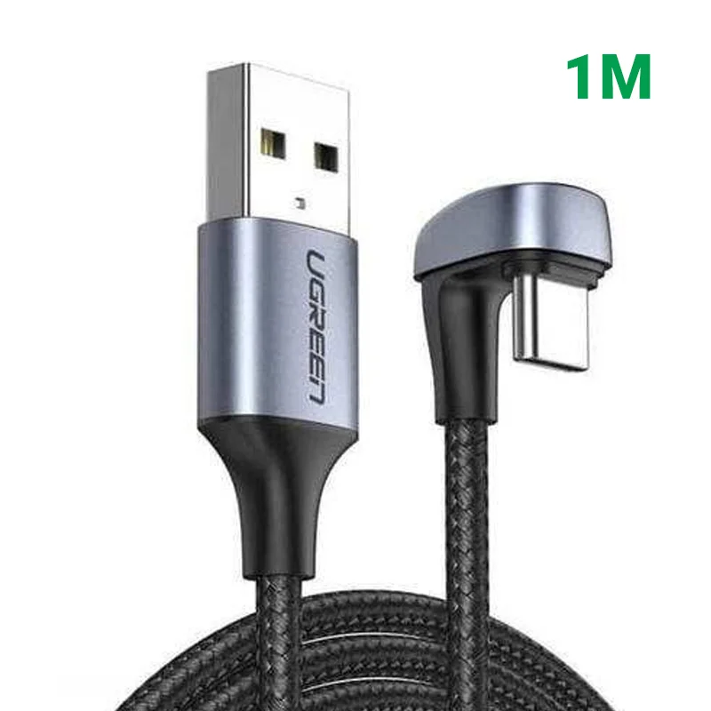 Ugreen 70313 1M bẻ chữ U màu đen cáp USB type C sạc nhanh đầu bọc nhôm chống nhiễu US311