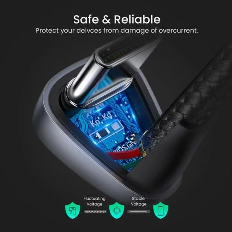 Ugreen 70314 1.5M bẻ chữ U màu đen cáp USB type C sạc nhanh đầu bọc nhôm chống nhiễu US311 — ảnh 3