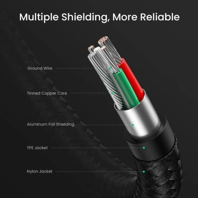 Ugreen 70314 1.5M bẻ chữ U màu đen cáp USB type C sạc nhanh đầu bọc nhôm chống nhiễu US311 — ảnh 6