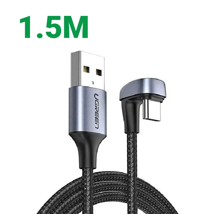 Ugreen 70314 1.5M bẻ chữ U màu đen cáp USB type C sạc nhanh đầu bọc nhôm chống nhiễu US311