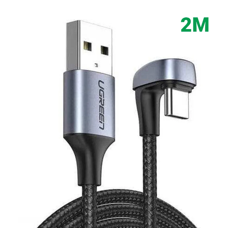 Ugreen 70315 2M bẻ chữ U màu đen cáp USB type C sạc nhanh đầu bọc nhôm chống nhiễu US311