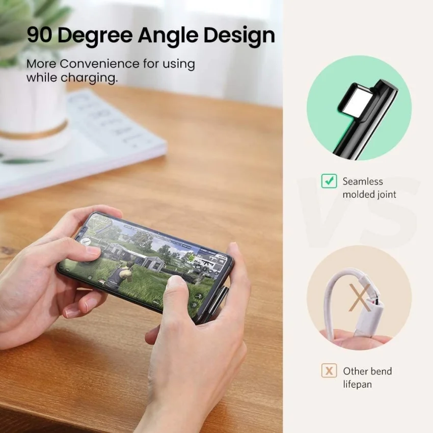 Ugreen 70415 2M màu đen cáp USB type C bẻ góc phải 90 độ ra usb A chống nhiễu US313 — ảnh 3