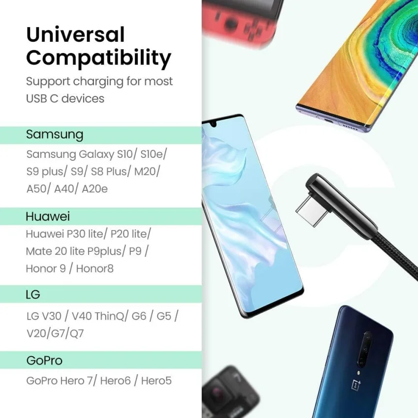 Ugreen 70415 2M màu đen cáp USB type C bẻ góc phải 90 độ ra usb A chống nhiễu US313 — ảnh 5