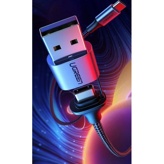 Ugreen 70416 1m qc3.0 Cáp sạc nhanh Type C ra USB C + A Màu đen US314 — ảnh 4