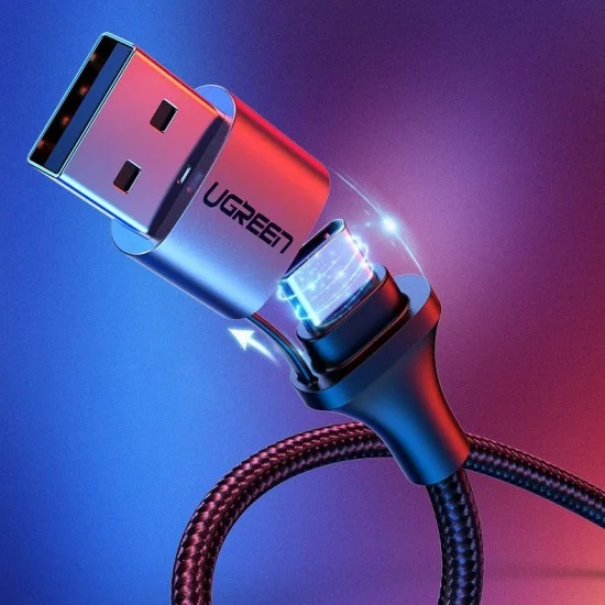 Ugreen 70416 1m qc3.0 Cáp sạc nhanh Type C ra USB C + A Màu đen US314