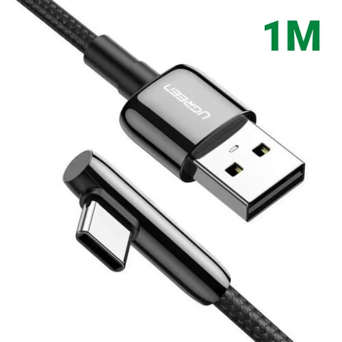 Ugreen 70432 dài 1M bẻ góc C 90 độ Cáp USB A sang Type-C 2.0 màu đen US317
