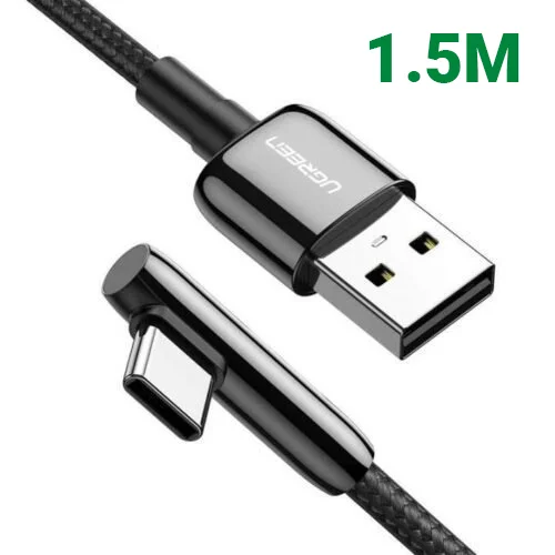 Ugreen 70433 dài 1.5M bẻ góc C 90 độ Cáp USB A sang Type-C 2.0 màu đen US317