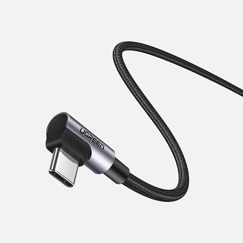 Ugreen 70529 1M 3A 2 đầu bẻ góc phải 90 độ cáp USB type C ra C đầu nhôm chống nhiễu US323 — ảnh 3
