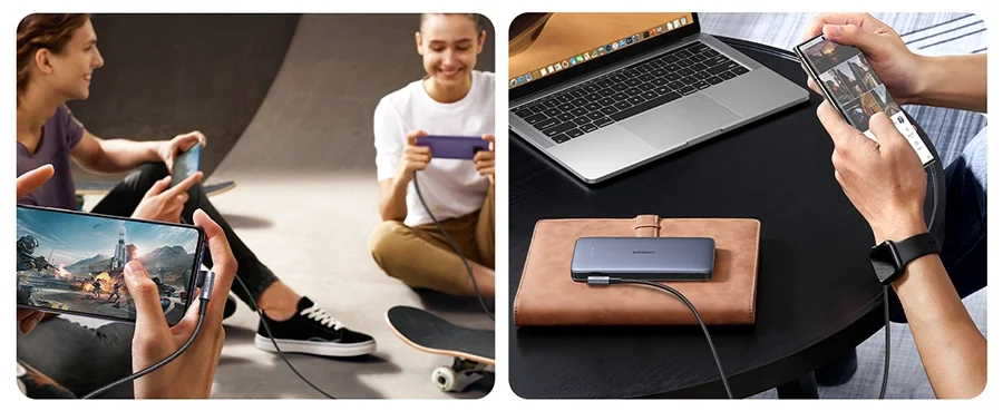 Ugreen 70529 1M 3A 2 đầu bẻ góc phải 90 độ cáp USB type C ra C đầu nhôm chống nhiễu US323