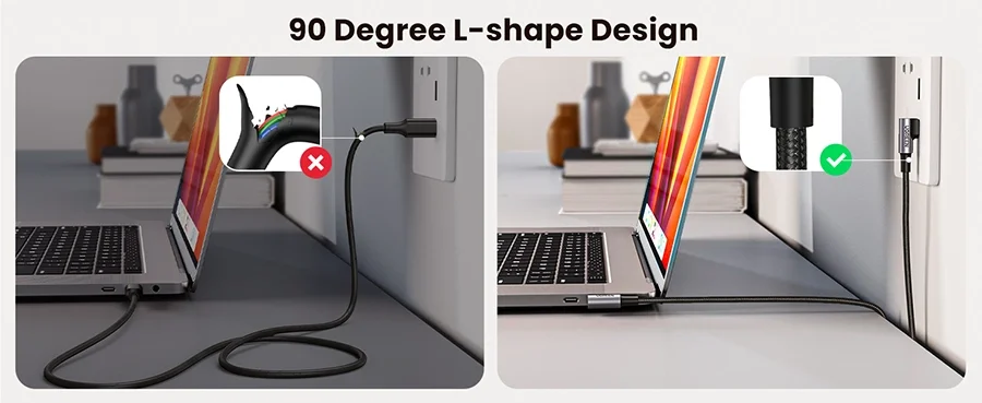 Ugreen 70529 1M 3A 2 đầu bẻ góc phải 90 độ cáp USB type C ra C đầu nhôm chống nhiễu US323