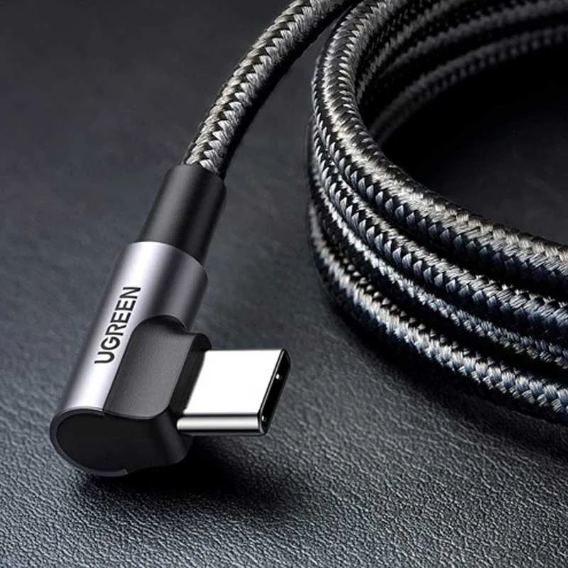 Ugreen 70529 1M 3A 2 đầu bẻ góc phải 90 độ cáp USB type C ra C đầu nhôm chống nhiễu US323 — ảnh 2