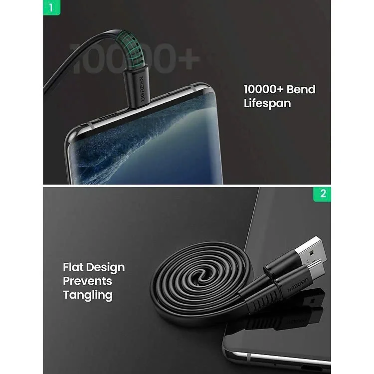 Ugreen 70637 2M màu đen usb type c 2.0 cáp sạc và truyền dữ liệu US332 — ảnh 3