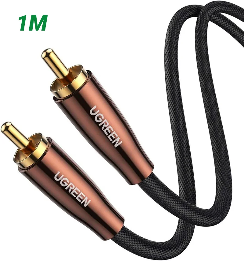Ugreen 70684 1M Vỏ đồng màu đen Cáp Coaxial âm thanh bông sen AV155