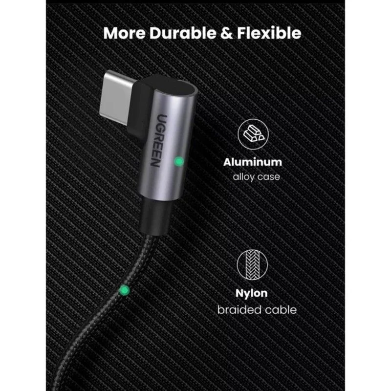 Ugreen 70697 1.5M 2 đầu bẻ 90 độ cáp USB type C màu đen US335 — ảnh 5
