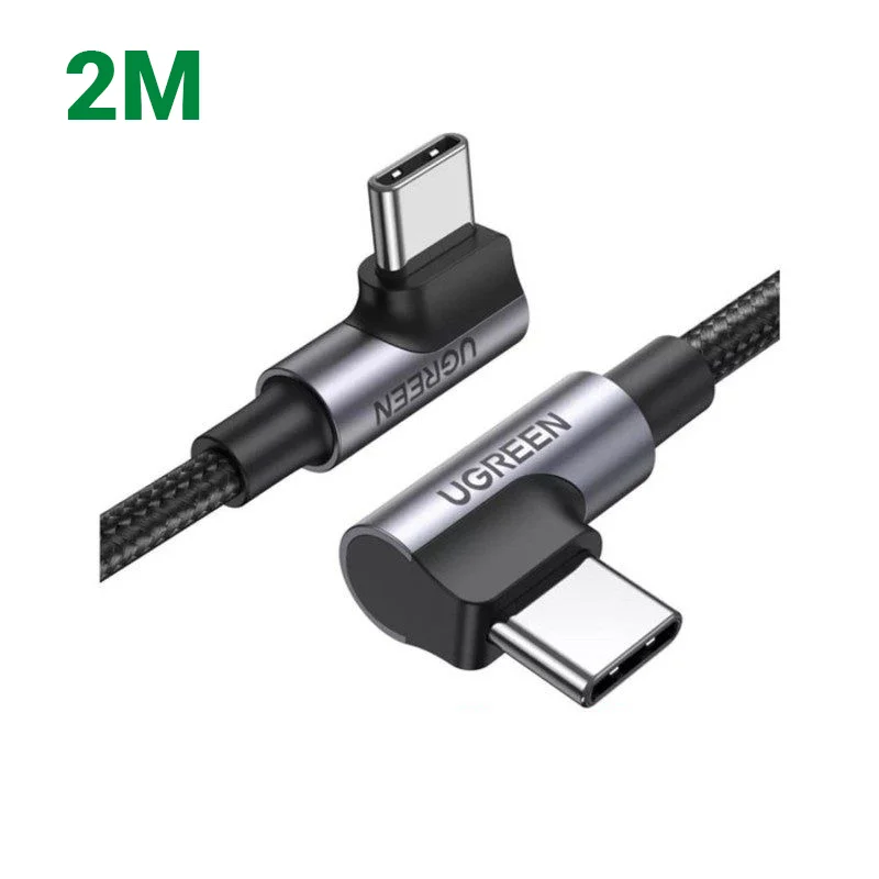 Ugreen 70698 2M 2 đầu bẻ 90 độ cáp USB type C màu đen US335